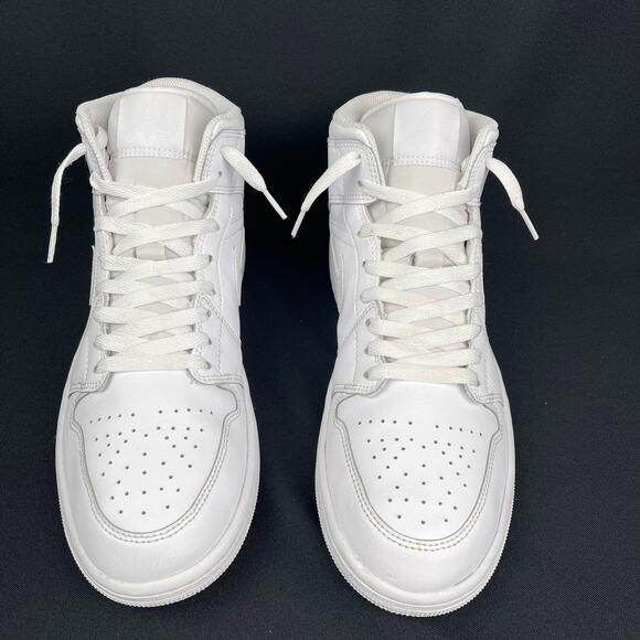Nike Air Jordan 1 Mid Triple White Men Size 9.5 Leather Sneaker main image 4